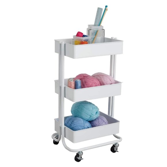 SUPERKKY 3 Drawer Rolling Cart by Recollections, Lexington Collection (White) - Picture 7 of 7